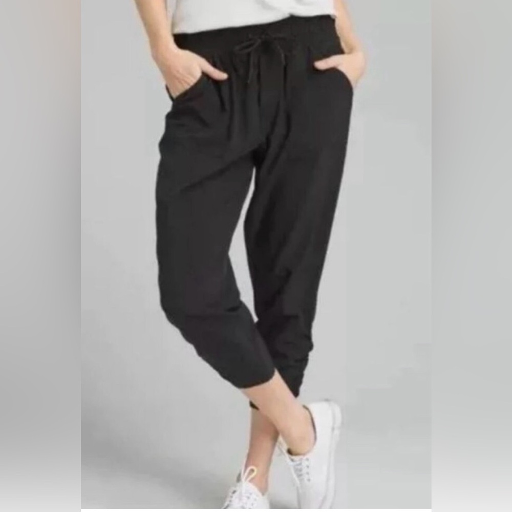 prAna Midtown Crop Pants Black Recycled Stretch Casual Athletic Yoga Size S